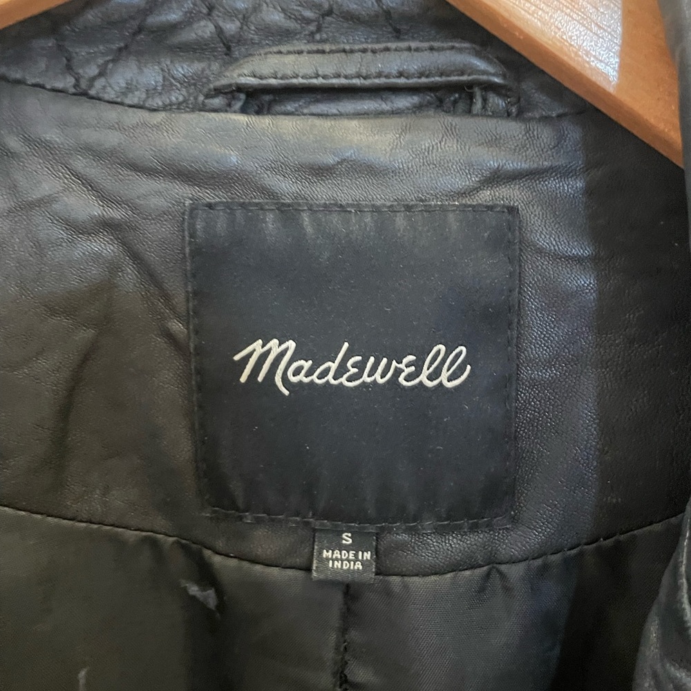 Madewell black washed leather motorcycle jacket size small - Picture 2 of 6